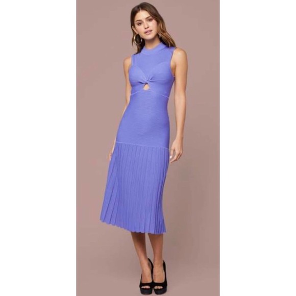 Bebe Gioia Rib Pleated Dress Blue Iris - Picture 1 of 7